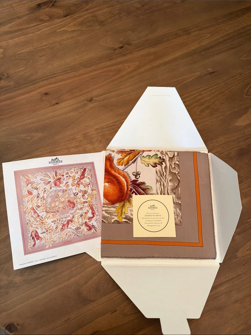 Hermes Autumn Leaves Silk Scarf - Orange, Brown, Green